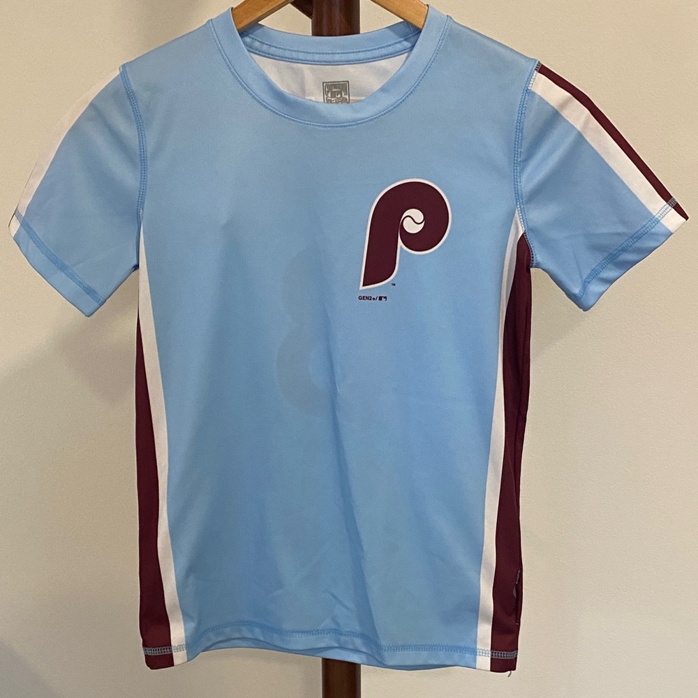 Kids Blue and Maroon Phyllies Shirt Sz S